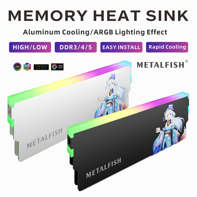 Ddr4 Desktop Ram - METALFISH DRAM المبرد 5V-3PIN ARGB DDR3