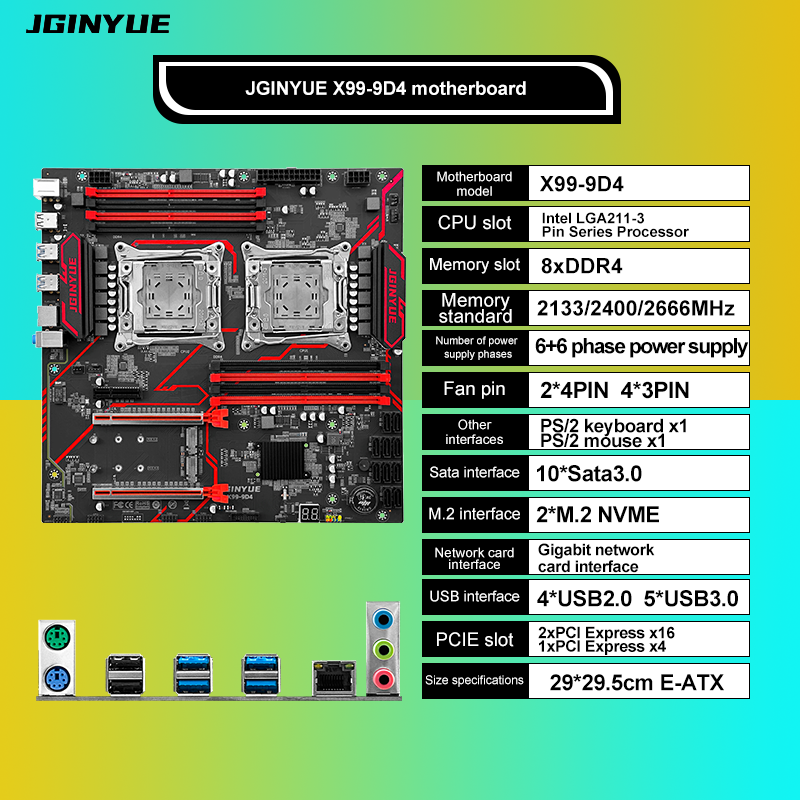 لوحة أم JGINYUE X99‑9D4 مزدوجة - مراجعة Ecc Ram Server وسعره